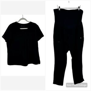 Figs Navy Blue Maternity Scrub Set Basa Top Yola Pants Medical Nurse Women Large